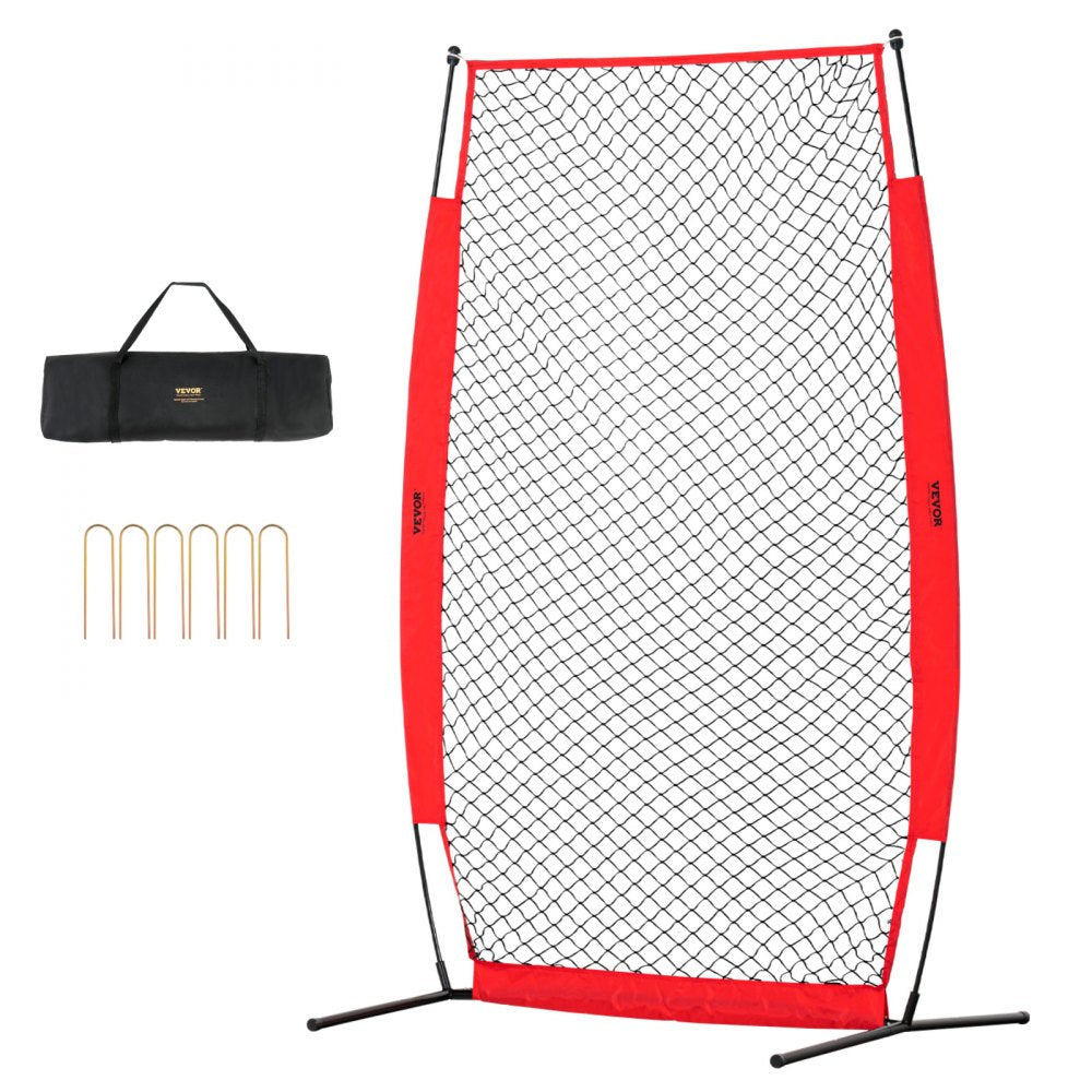 VEVOR I Screen Baseball for Batting Cage, 7x4 ft Baseball & Softball Safety Screen, Body Protector Portable Batting Screen with Carry Bag & Ground Stakes, Baseball Pitching Net for Pitchers Protection 