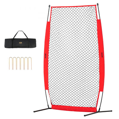 VEVOR I Screen Baseball for Batting Cage, 7x4 ft Baseball & Softball Safety Screen, Body Protector Portable Batting Screen with Carry Bag & Ground Stakes, Baseball Pitching Net for Pitchers Protection 