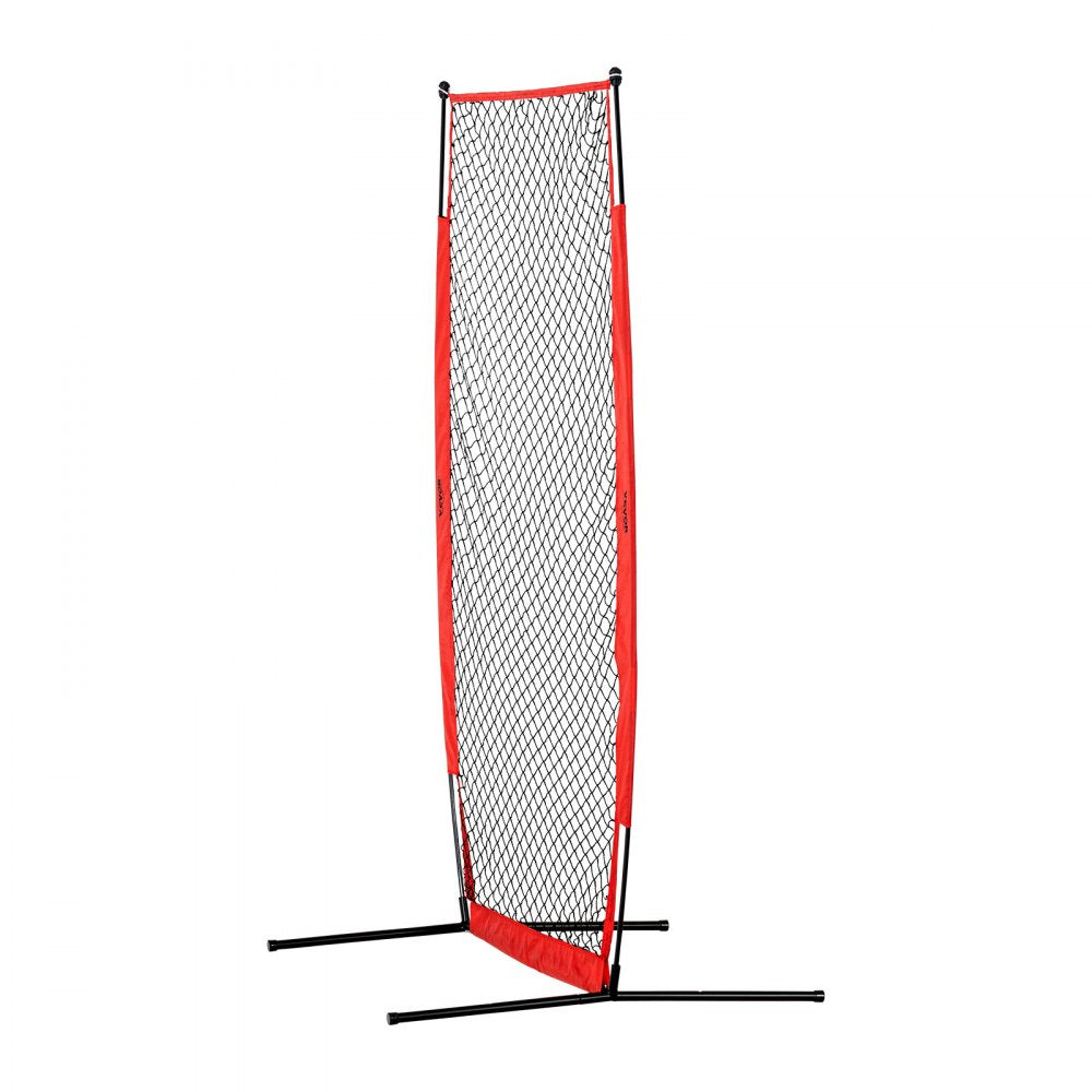VEVOR I Screen Baseball for Batting Cage, 7x4 ft Baseball & Softball Safety Screen, Body Protector Portable Batting Screen with Carry Bag & Ground Stakes, Baseball Pitching Net for Pitchers Protection 