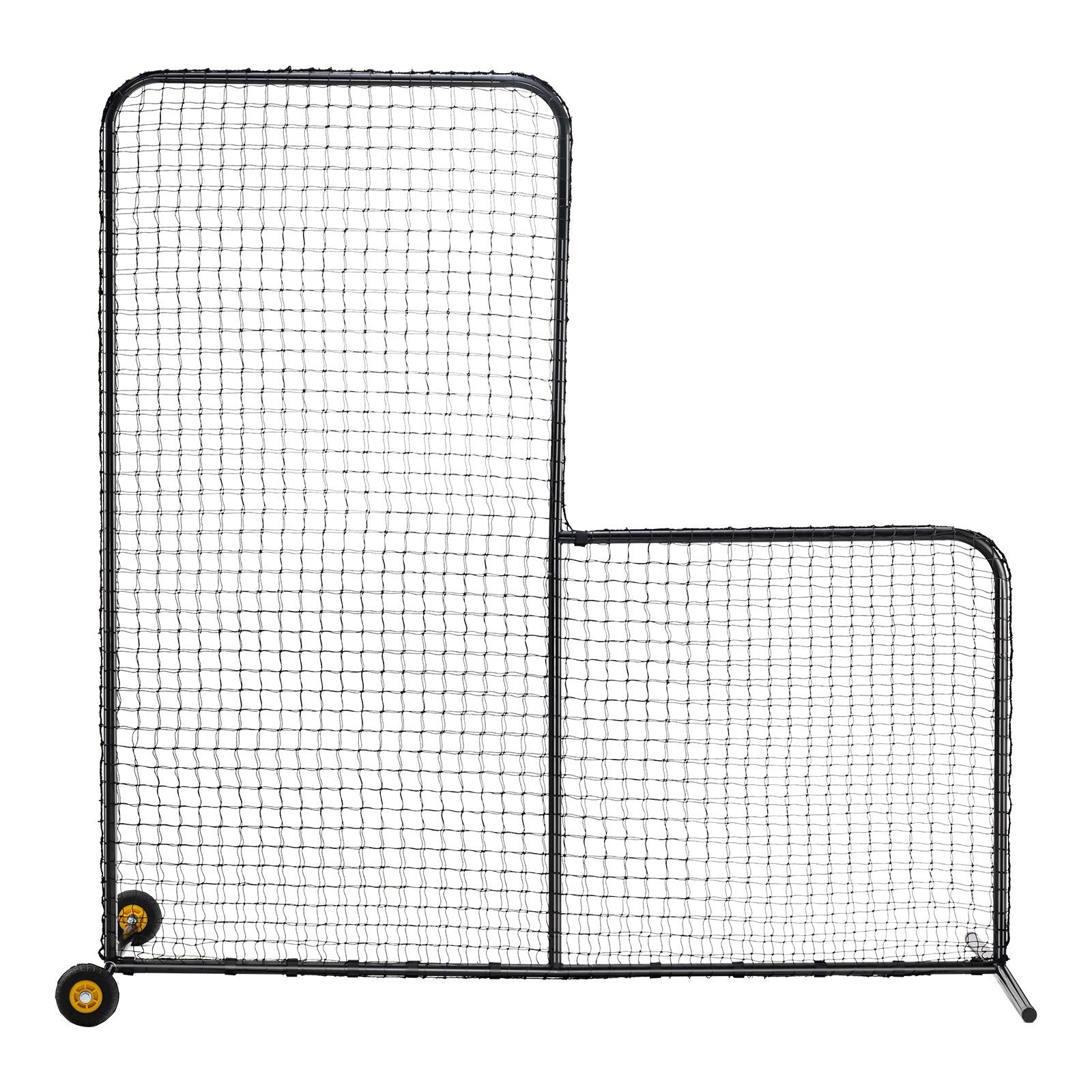 VEVOR L Screen Baseball for Batting Cage, 7x7 ft Softball Safety Screen, Body Protector Portable Batting Screen with Carry Bag, Wheels, Ground Stakes, Heavy Duty Pitching Net for Pitchers Protection 