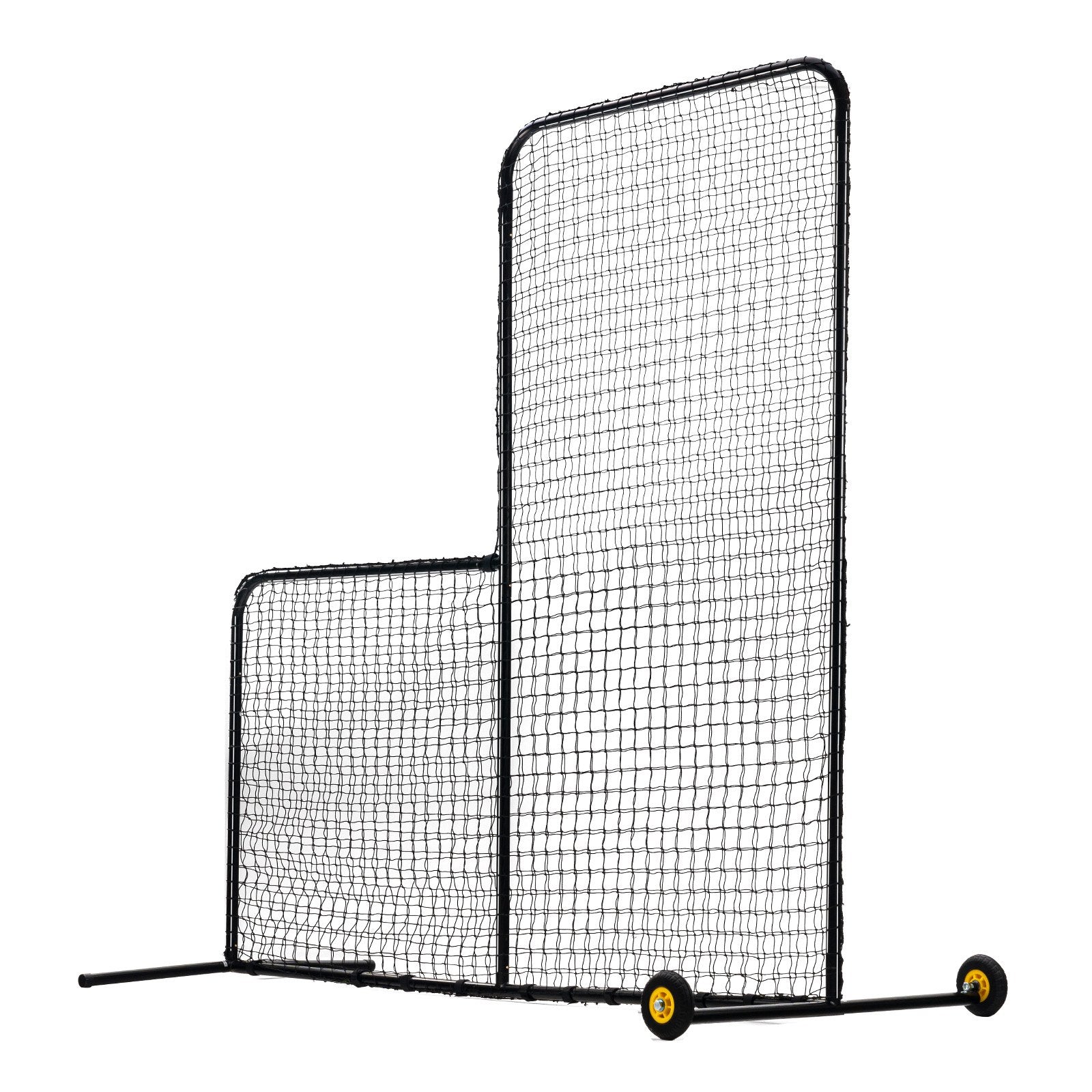 VEVOR L Screen Baseball for Batting Cage, 7x7 ft Softball Safety Screen, Body Protector Portable Batting Screen with Carry Bag, Wheels, Ground Stakes, Heavy Duty Pitching Net for Pitchers Protection 