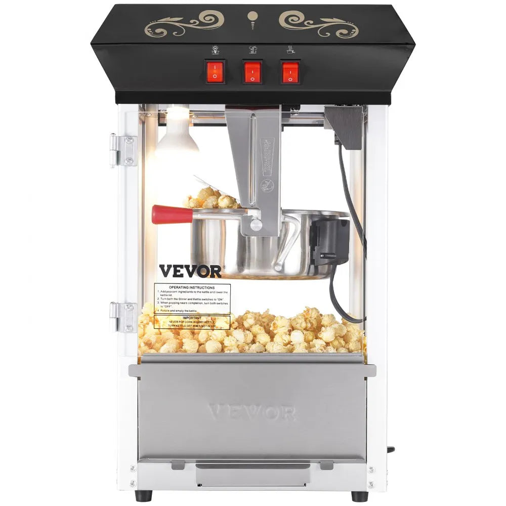 VEVOR Popcorn Popper Machine Countertop Popcorn Maker 850W 8 Oz 48 Cups Black