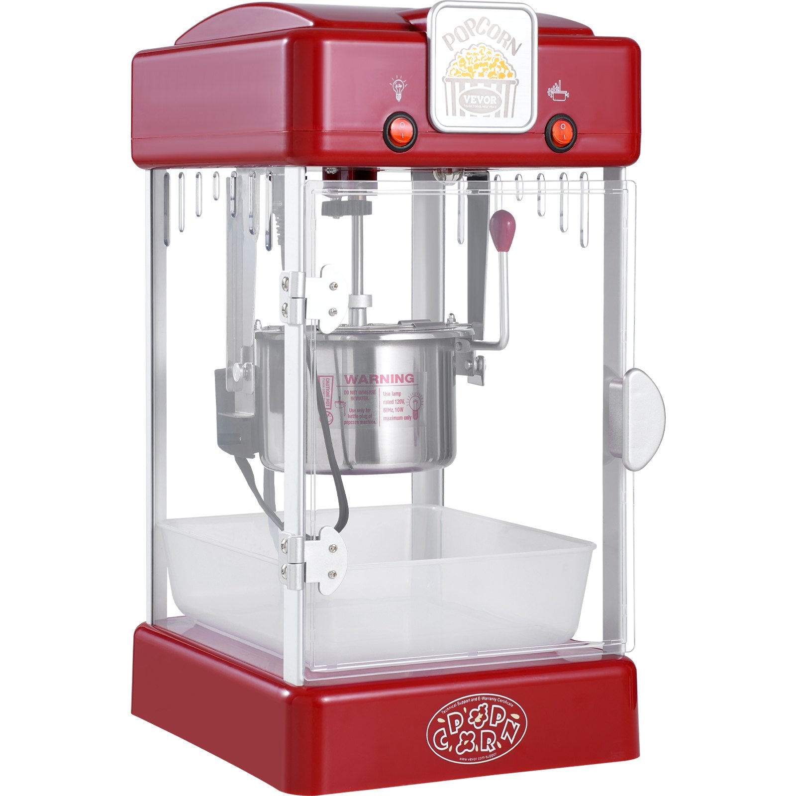 VEVOR Popcorn Popper Machine Tabletop Popcorn Maker 300W 2.5 Oz Red 