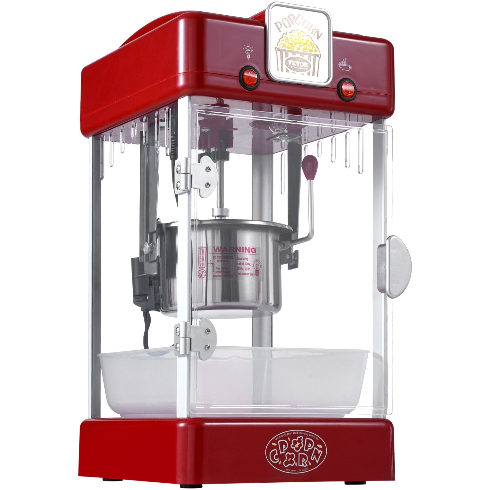 VEVOR Popcorn Popper Machine Tabletop Popcorn Maker 300W 2.5 Oz Red 