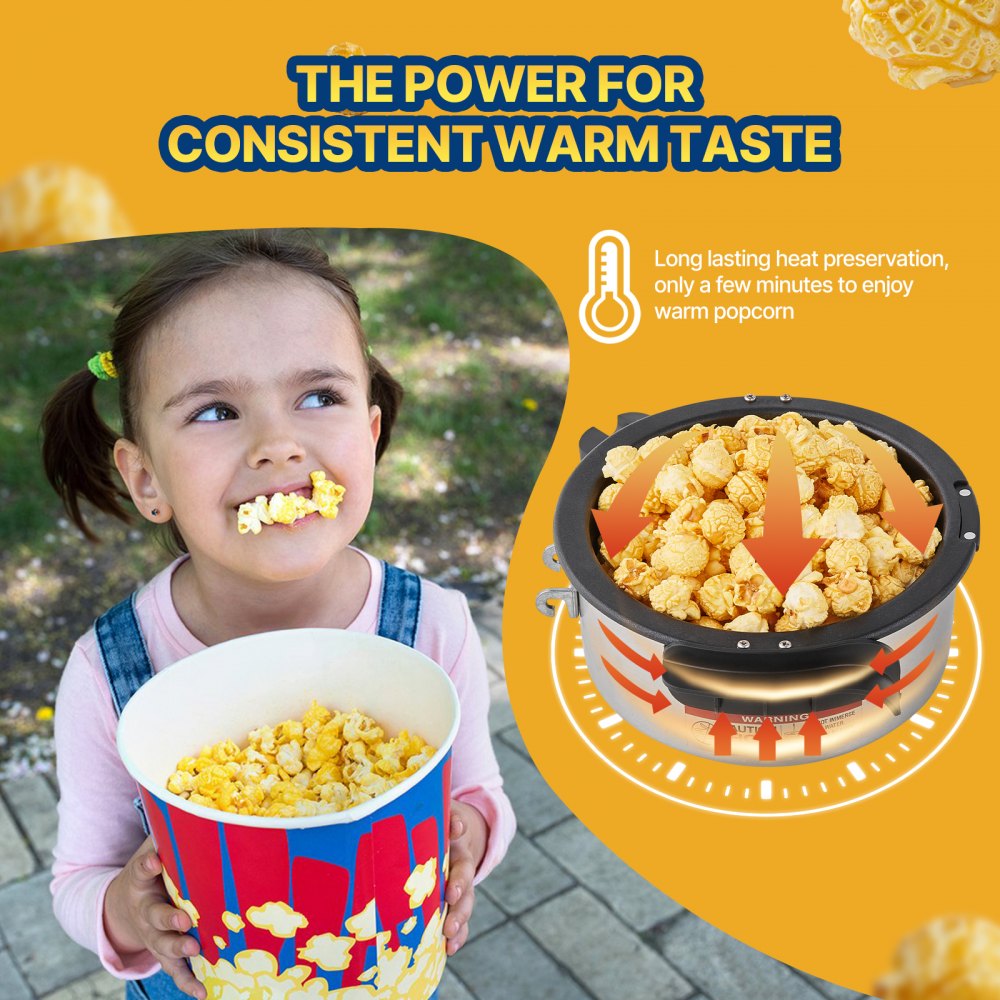 VEVOR Popcorn Popper Machine Tabletop Popcorn Maker 480W 4 Oz Black 