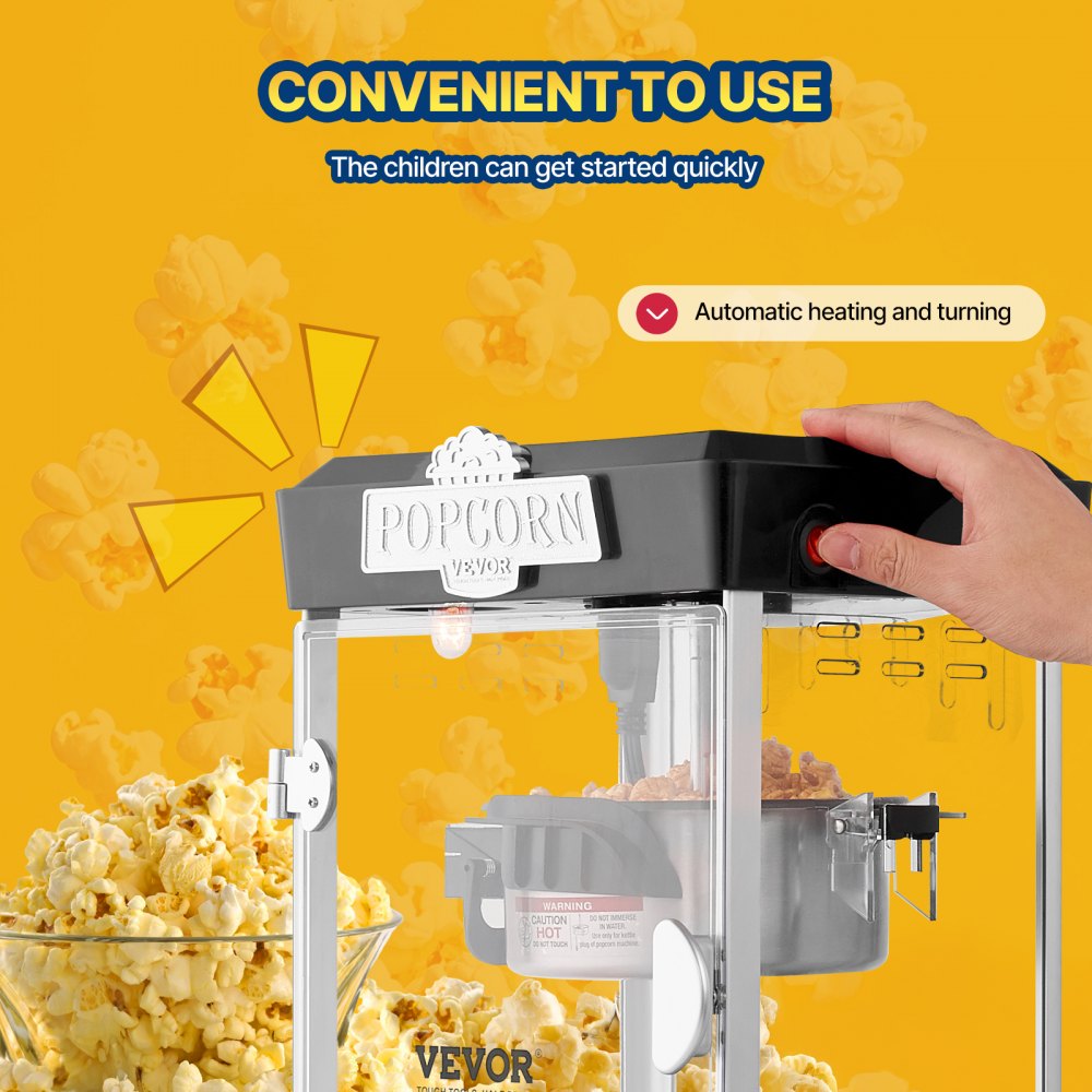 VEVOR Popcorn Popper Machine Tabletop Popcorn Maker 480W 4 Oz Black 