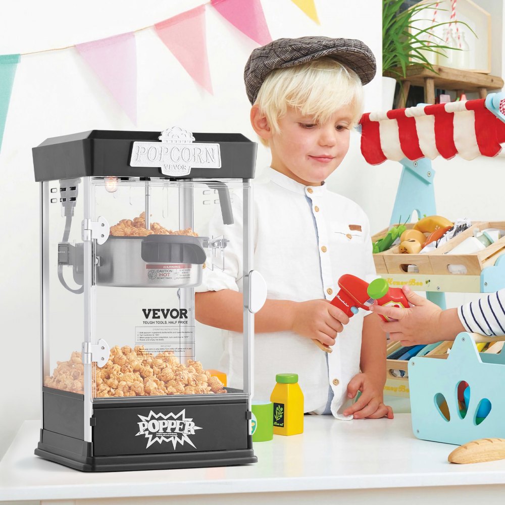 VEVOR Popcorn Popper Machine Tabletop Popcorn Maker 480W 4 Oz Black 