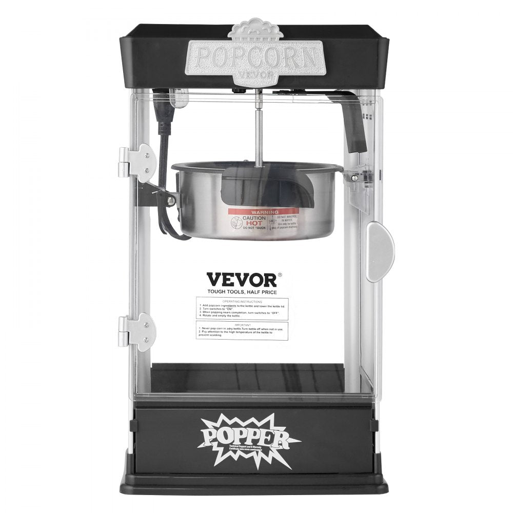 VEVOR Popcorn Popper Machine Tabletop Popcorn Maker 480W 4 Oz Black 