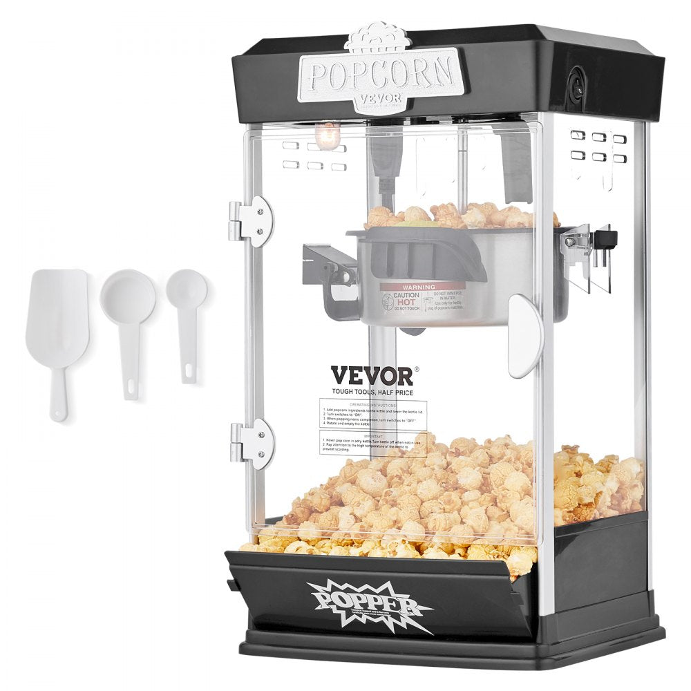 VEVOR Popcorn Popper Machine Tabletop Popcorn Maker 480W 4 Oz Black 