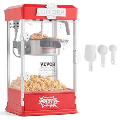 VEVOR Popcorn Popper Machine Tabletop Popcorn Maker 480W 4 Oz Red 