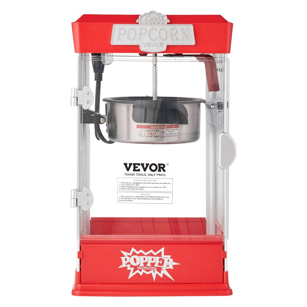 VEVOR Popcorn Popper Machine Tabletop Popcorn Maker 480W 4 Oz Red 