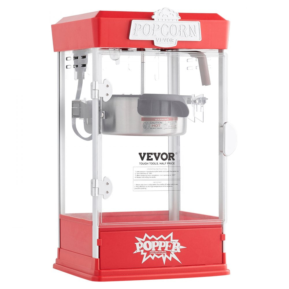 VEVOR Popcorn Popper Machine Tabletop Popcorn Maker 480W 4 Oz Red 