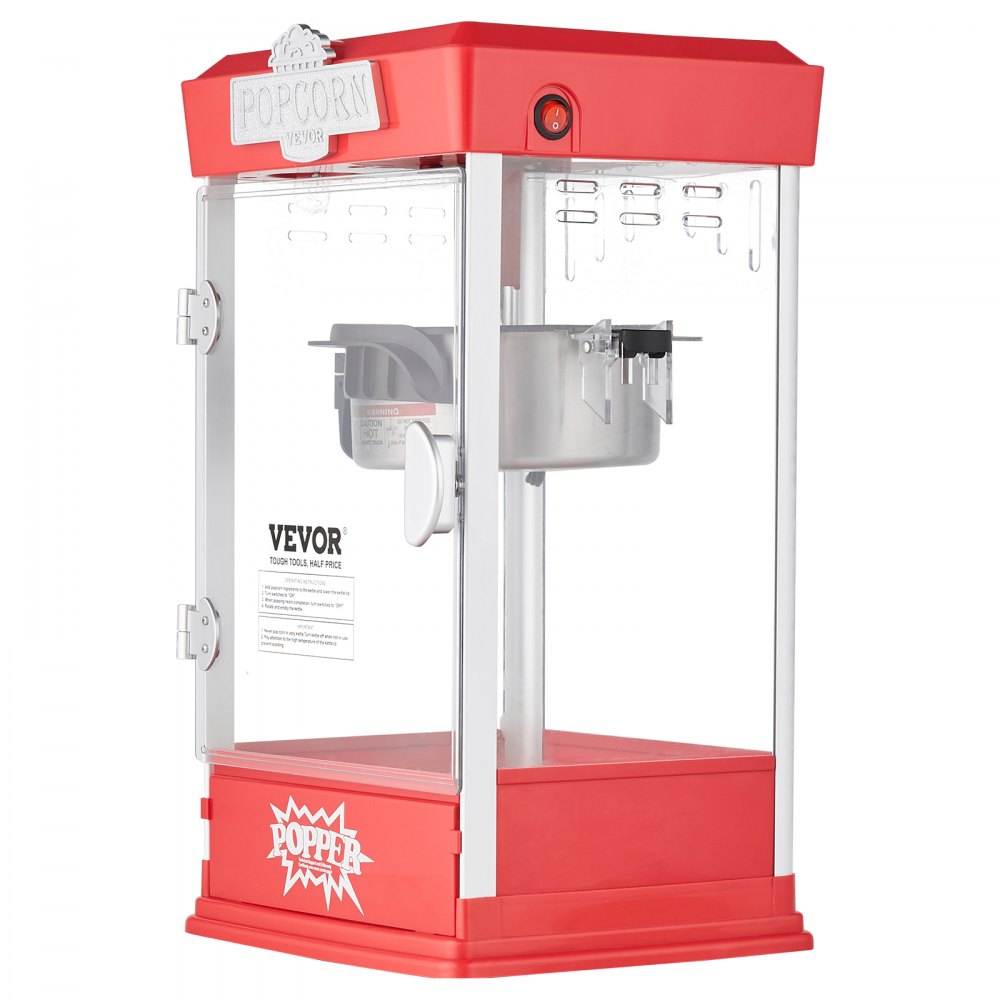 VEVOR Popcorn Popper Machine Tabletop Popcorn Maker 480W 4 Oz Red 