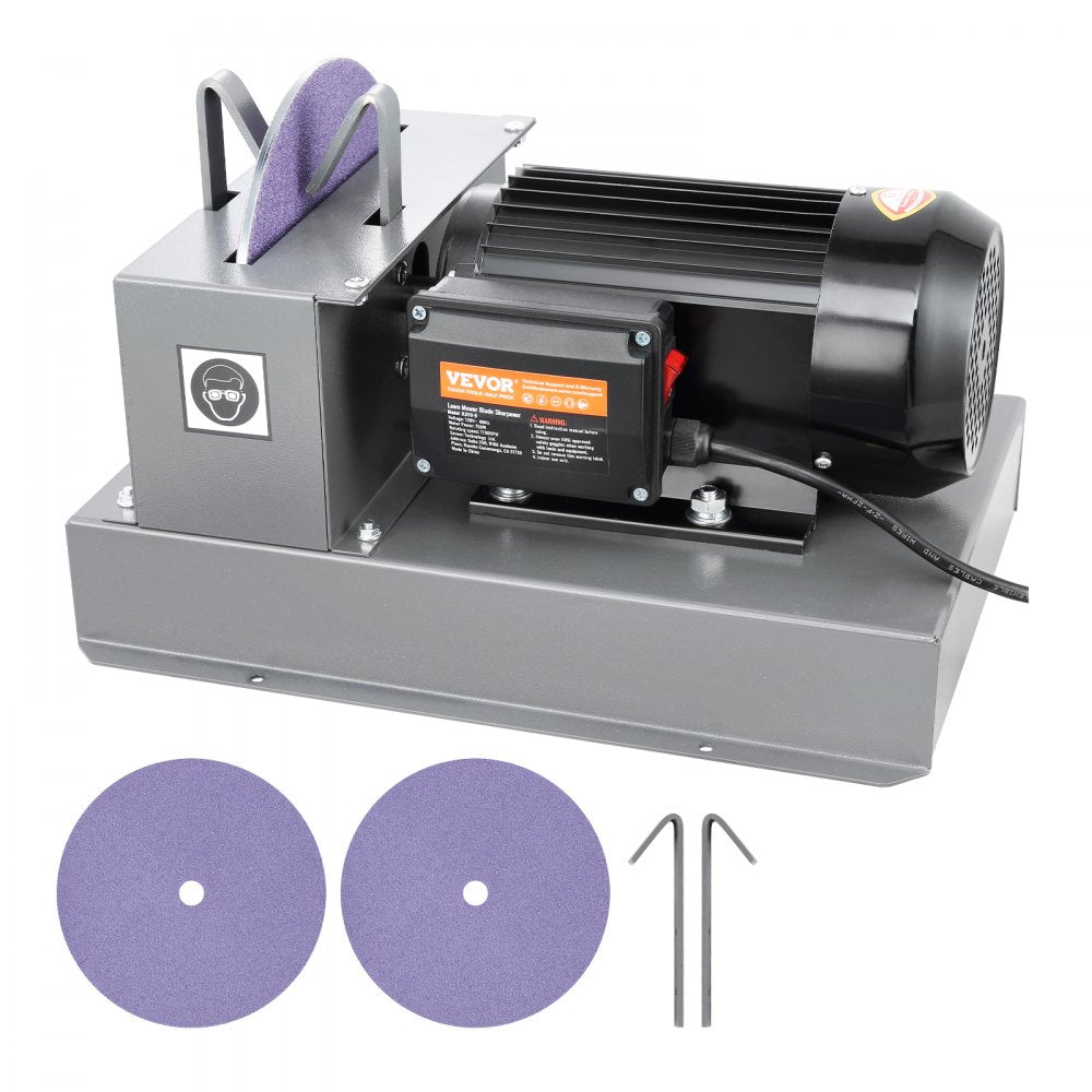VEVOR Lawn Mower Blade Sharpener, 1HP 750W Lawnmower Blade Grinder with 9-inch Ceramic Grinding Wheel, Powerful Bench Mower Sharpening Machine for High/Low Lift Blades, Gator Blades, Flat Blades 