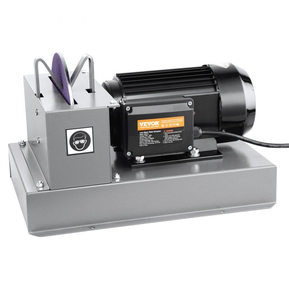 VEVOR Lawn Mower Blade Sharpener, 1HP 750W Lawnmower Blade Grinder with 9-inch Ceramic Grinding Wheel, Powerful Bench Mower Sharpening Machine for High/Low Lift Blades, Gator Blades, Flat Blades 