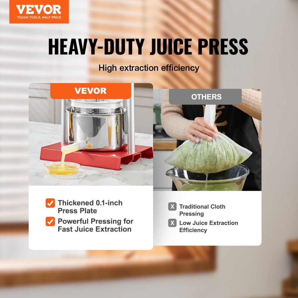 VEVOR Fruit Wine Press, 0.8 Gallon/3L, 2 Stainless Steel Barrels, Manual Juice Maker, Cider Apple Grape Tincture Vegetables Honey Olive Oil Making Press with T-Handle for Outdoor, Kitchen, and Home 