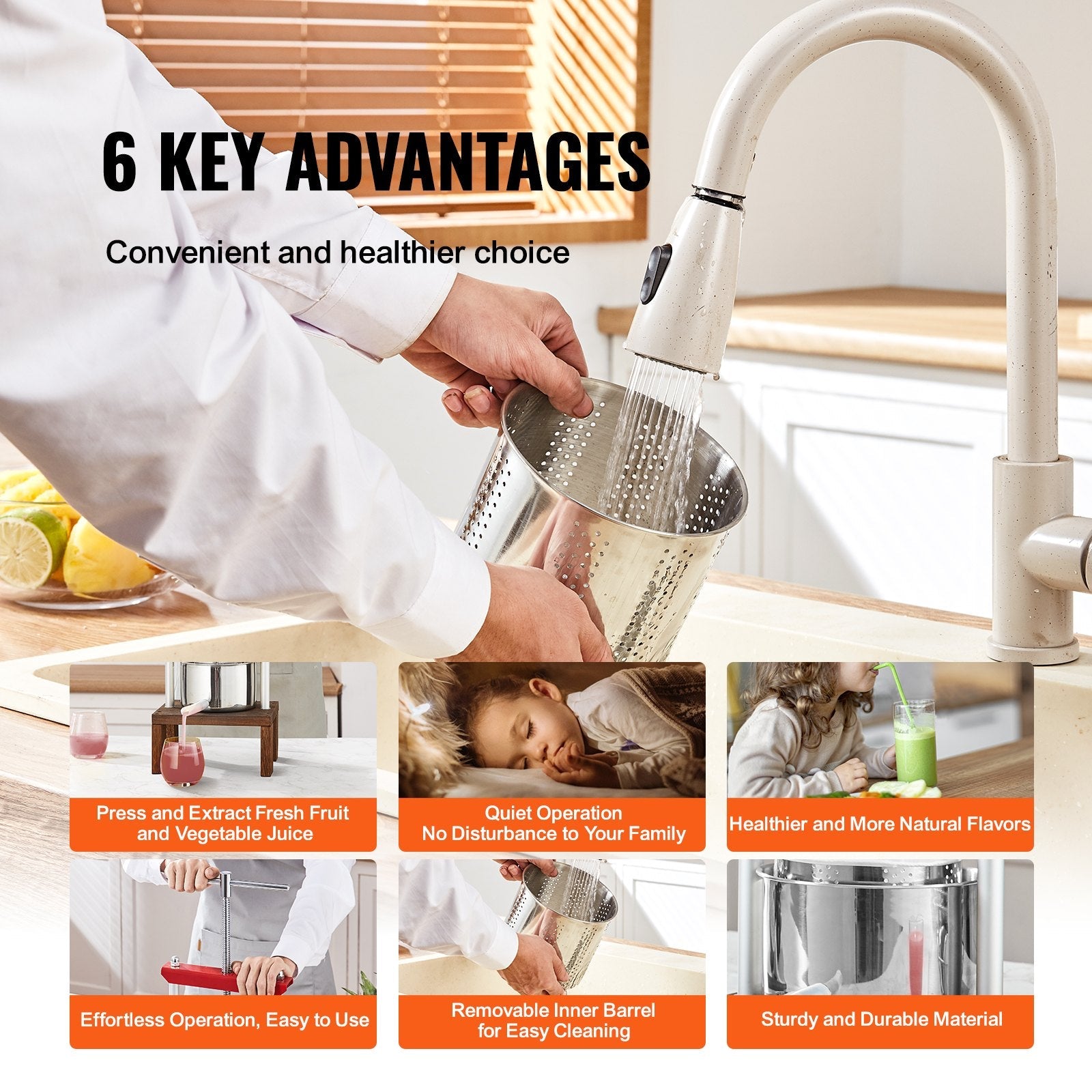VEVOR Fruit Wine Press, 0.53 Gallon/2L, 2 Stainless Steel Barrels, Manual Juice Maker, Cider Apple Grape Tincture Vegetables Honey Olive Oil Making Press with T-Handle & Stable Base for Kitchen, Home 