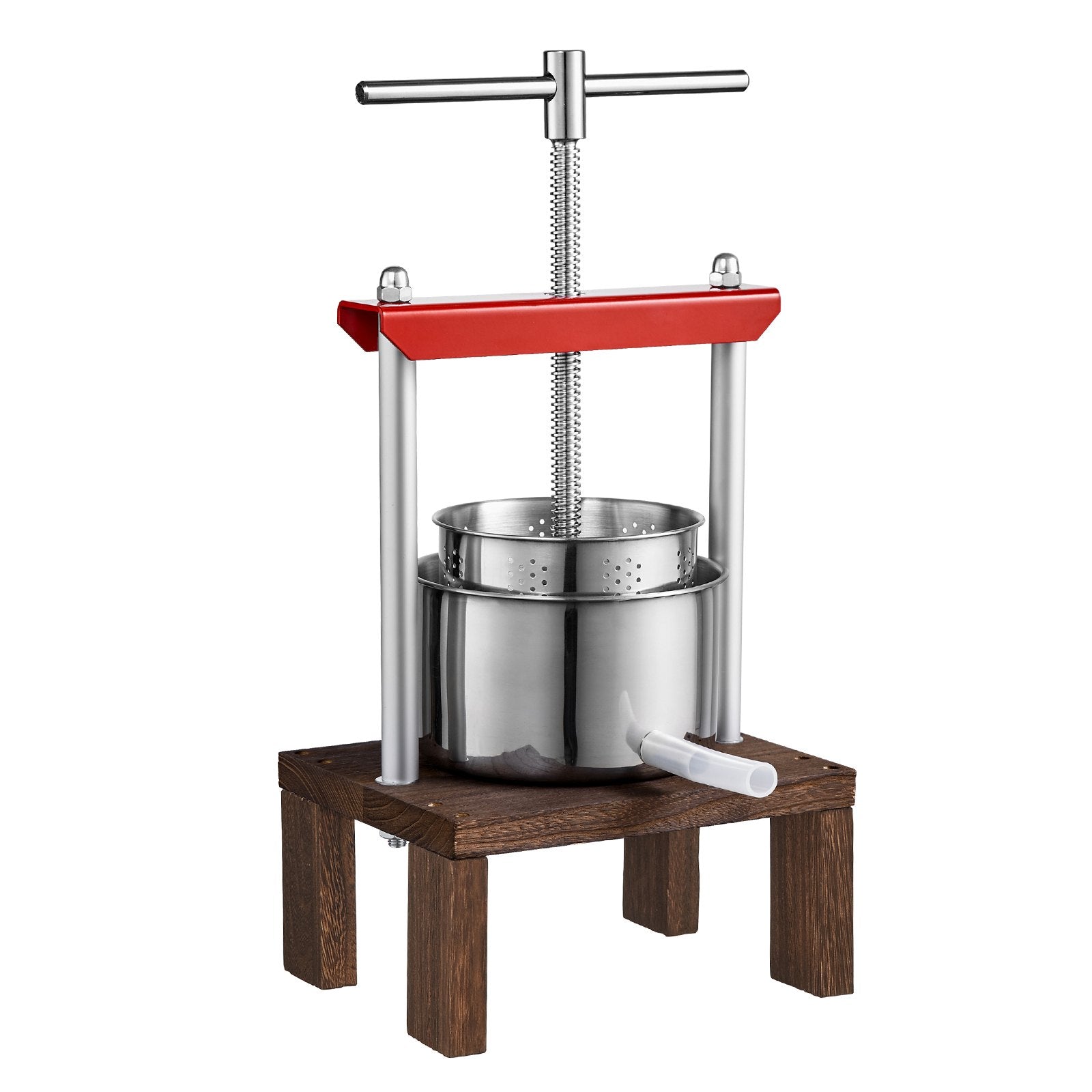 VEVOR Fruit Wine Press, 0.53 Gallon/2L, 2 Stainless Steel Barrels, Manual Juice Maker, Cider Apple Grape Tincture Vegetables Honey Olive Oil Making Press with T-Handle & Stable Base for Kitchen, Home 