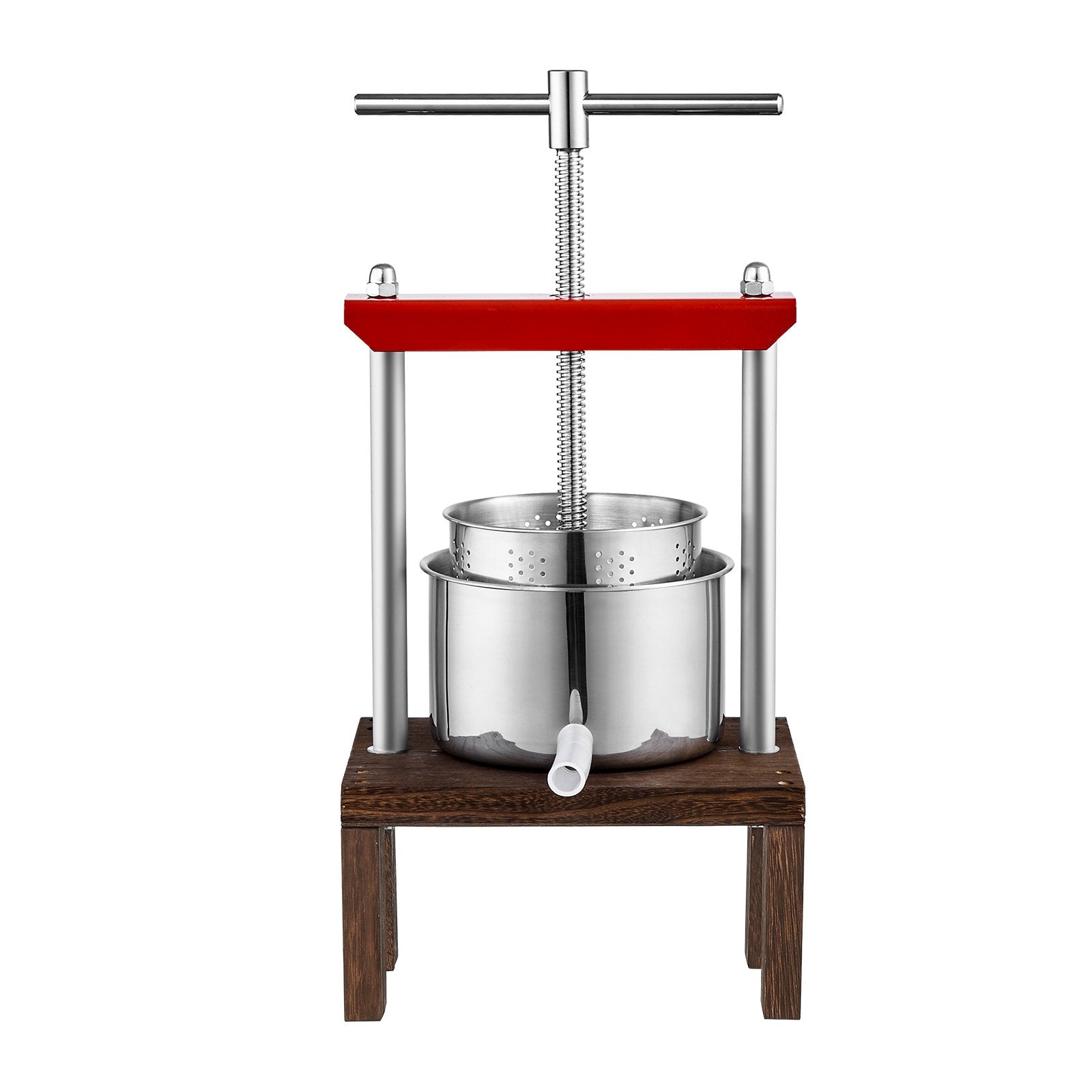 VEVOR Fruit Wine Press, 0.53 Gallon/2L, 2 Stainless Steel Barrels, Manual Juice Maker, Cider Apple Grape Tincture Vegetables Honey Olive Oil Making Press with T-Handle & Stable Base for Kitchen, Home 