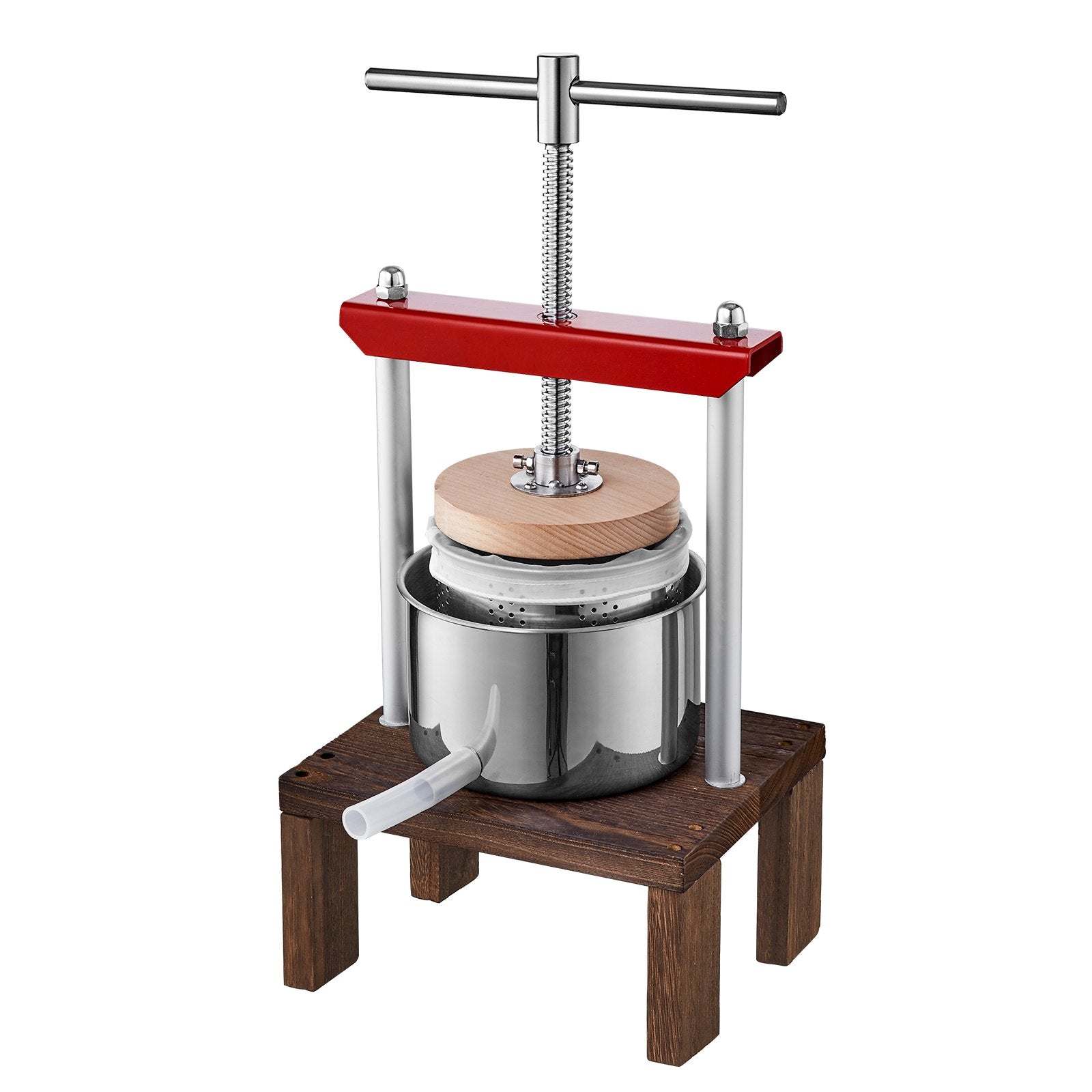 VEVOR Fruit Wine Press, 0.53 Gallon/2L, 2 Stainless Steel Barrels, Manual Juice Maker, Cider Apple Grape Tincture Vegetables Honey Olive Oil Making Press with T-Handle & Stable Base for Kitchen, Home 