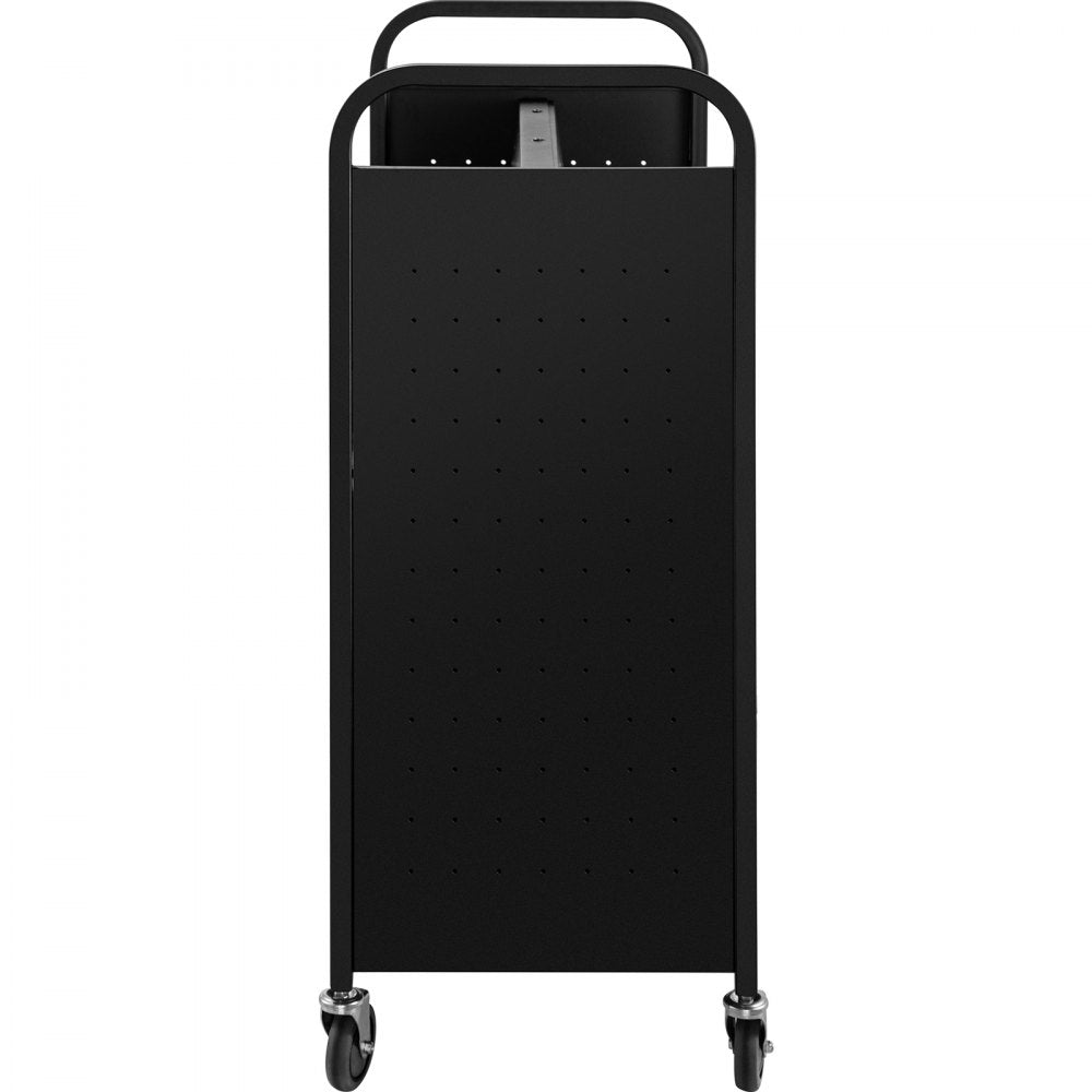VEVOR 200LBS Book Cart, Library Cart 30x14x45 Inch, Rolling Book Cart Double Sided W-Shaped Sloped Shelves with 4 Inch Lockable Wheels, for Home Shelves Office and School Book Truck in Black 
