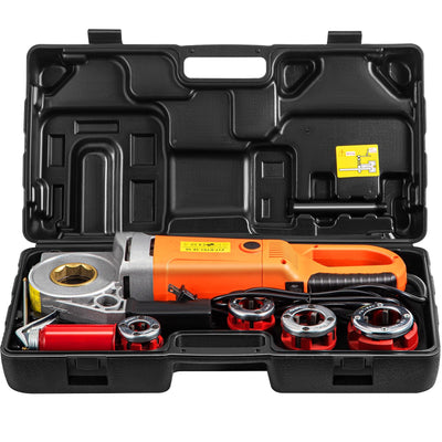 VEVOR Electric Pipe Threader, 2300W Pipe Threading Machine, Heavy-Duty Hand-Held Power Drive Kit, 110V Pipe Threader Machine Copper Motor, Portable Pipe Threader w/ 4 Dies 1/2"-1 1/4" & Carrying Case 