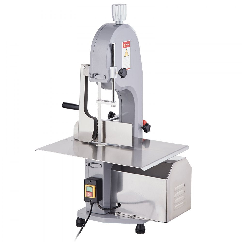 VEVOR Commercial Electric Meat Bandsaw, 1100W Stainless Steel Countertop Bone Sawing Machine, Workbeach 19.3" x 15", 0.16-7.9 Inch Cutting Thickness, Frozen Meat Cutter with 6 Blades for Rib Pork Beef 