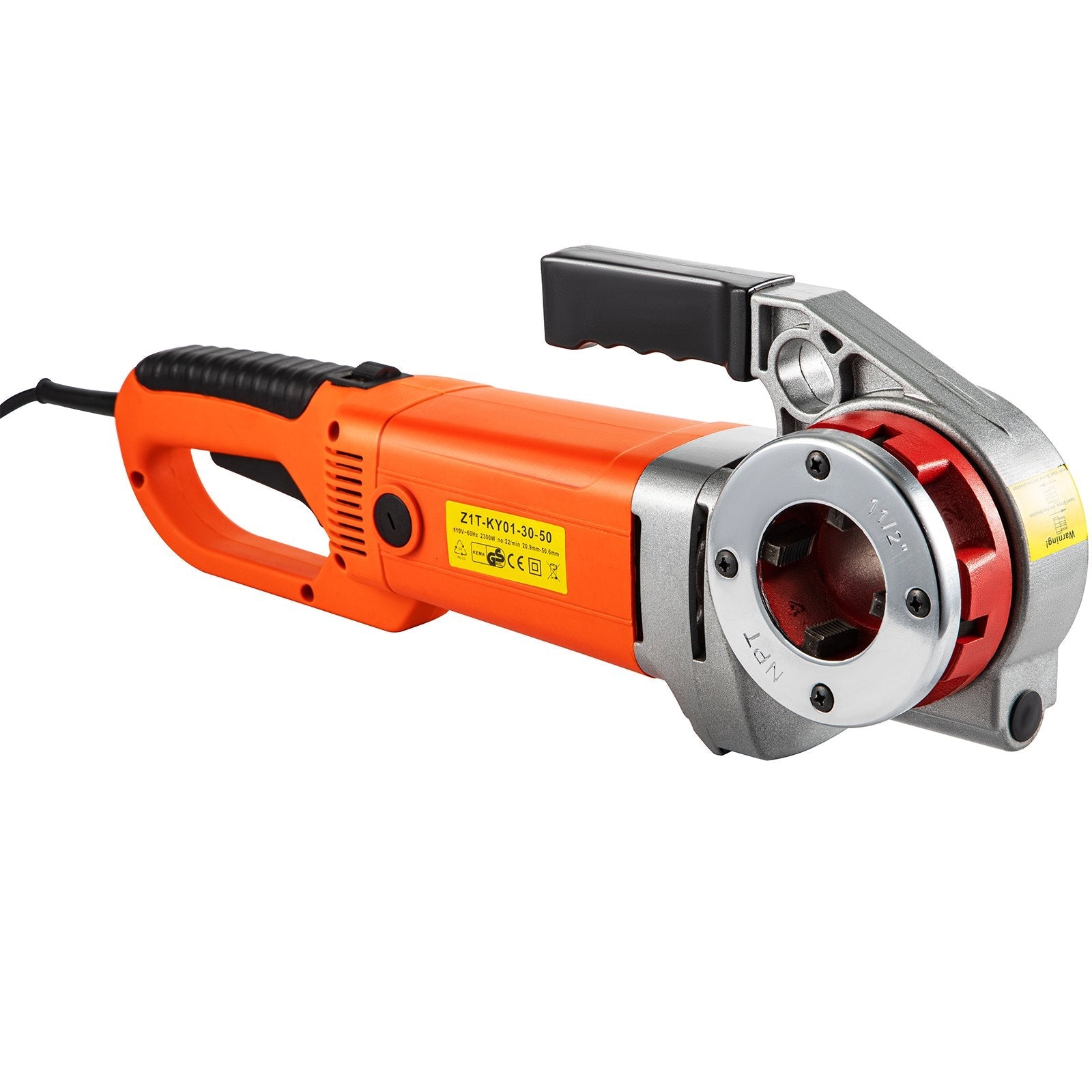 VEVOR Electric Pipe Threader, 2300W Pipe Threading Machine, Heavy-Duty Hand-Held Power Drive Kit, 110V Pipe Threader Machine Copper Motor, Portable Pipe Threader with 6 Dies 1/2"-2" and Carrying Case 