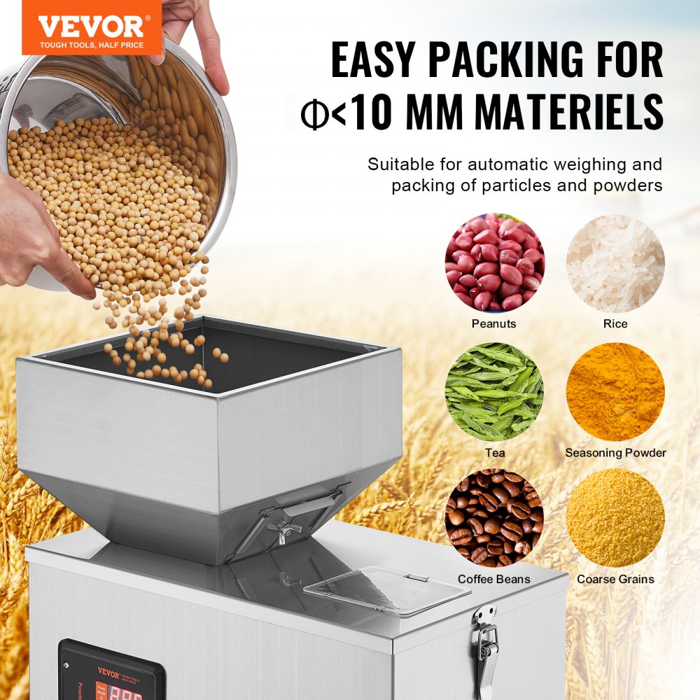 VEVOR Powder Filling Machine, 0.002-0.44lbs/1-200g, Automatic Intelligent Particle Weighing Filling Machine, Bottle Bag Powder Filler Particle Dispenser for Tea Seeds Grains Powder Flour Beans Glitter 