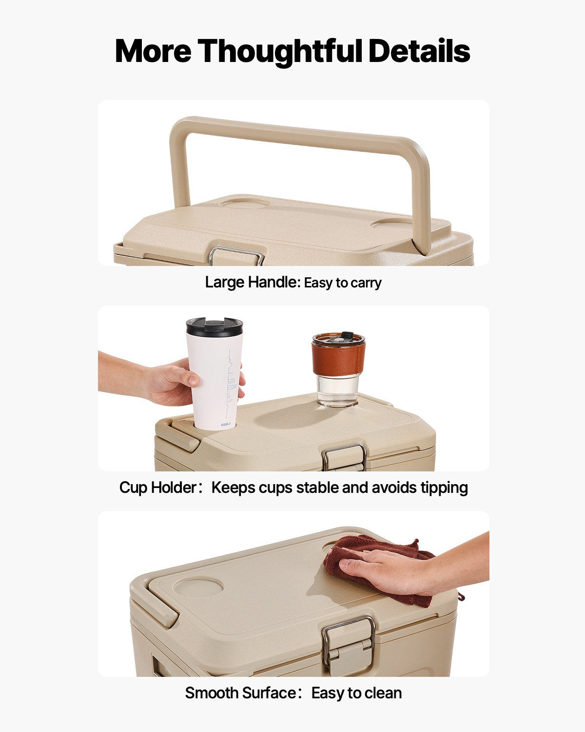 VEVOR Portable Cooler 16.5 QT Insulated Cooler 23 Can Capacity with Cup Holder 