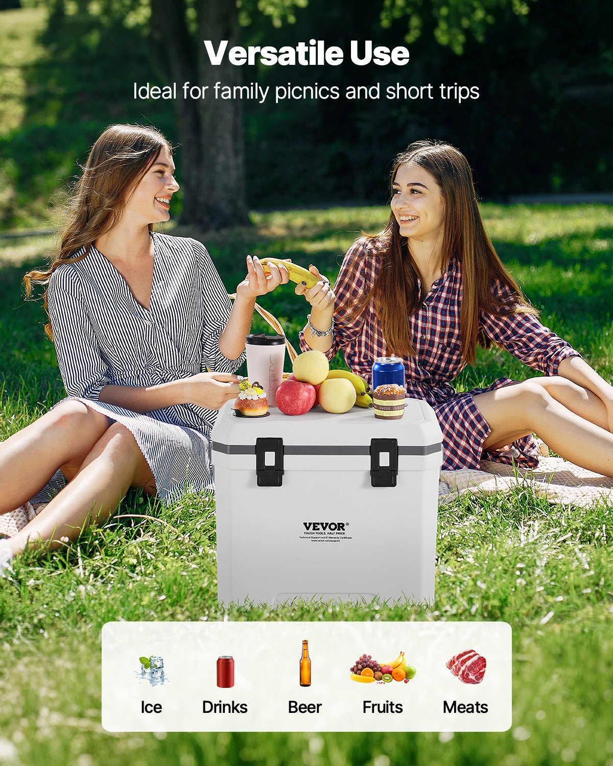 VEVOR Portable Cooler 38 QT Insulated Cooler 54 Can Capacity with Cup Holder 