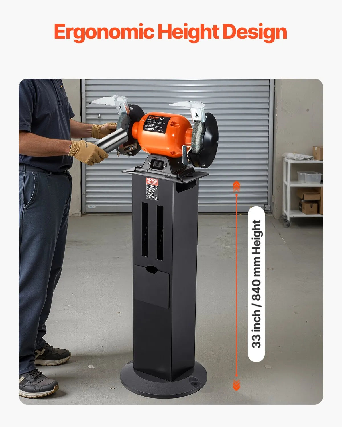 VEVOR Bench Grinder Stand Grinder Vise Floor Pedestal 11" x 6.7" Mounting Plate