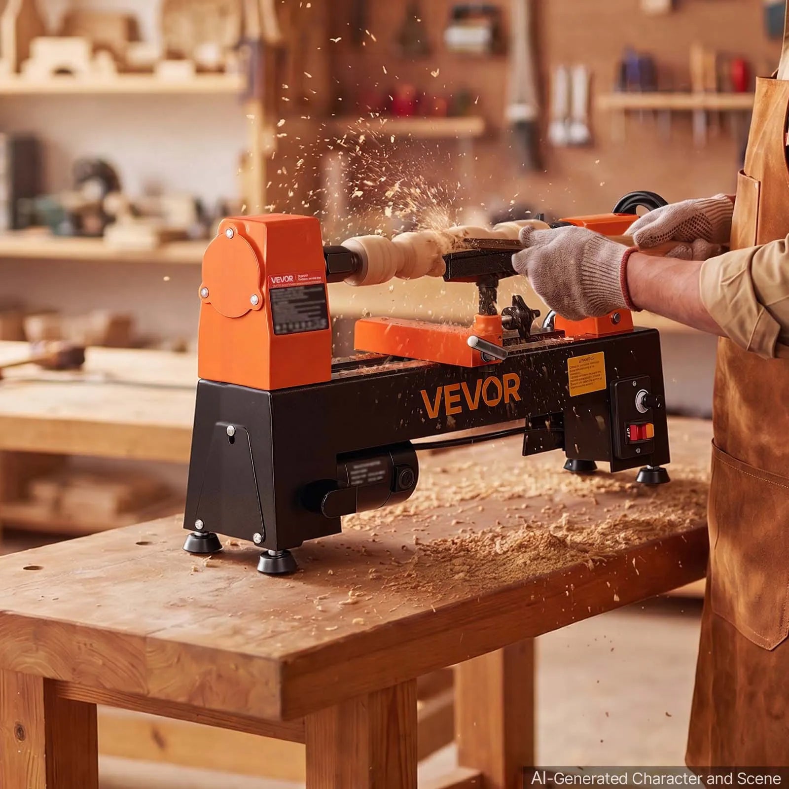 8" x 13" Mini Benchtop Wood Lathe, 1/3 HP Variable Speed Woodworking Lathe, 150–3200 RPM