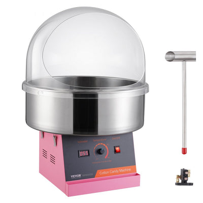 VEVOR Electric Cotton Candy Machine, 1000W Candy Floss Maker, Commercial Cotton Candy Machine with Cover, Stainless Steel Bowl, and Sugar Scoop, Perfect for Home Kids Birthday, Family Party (Pink) 