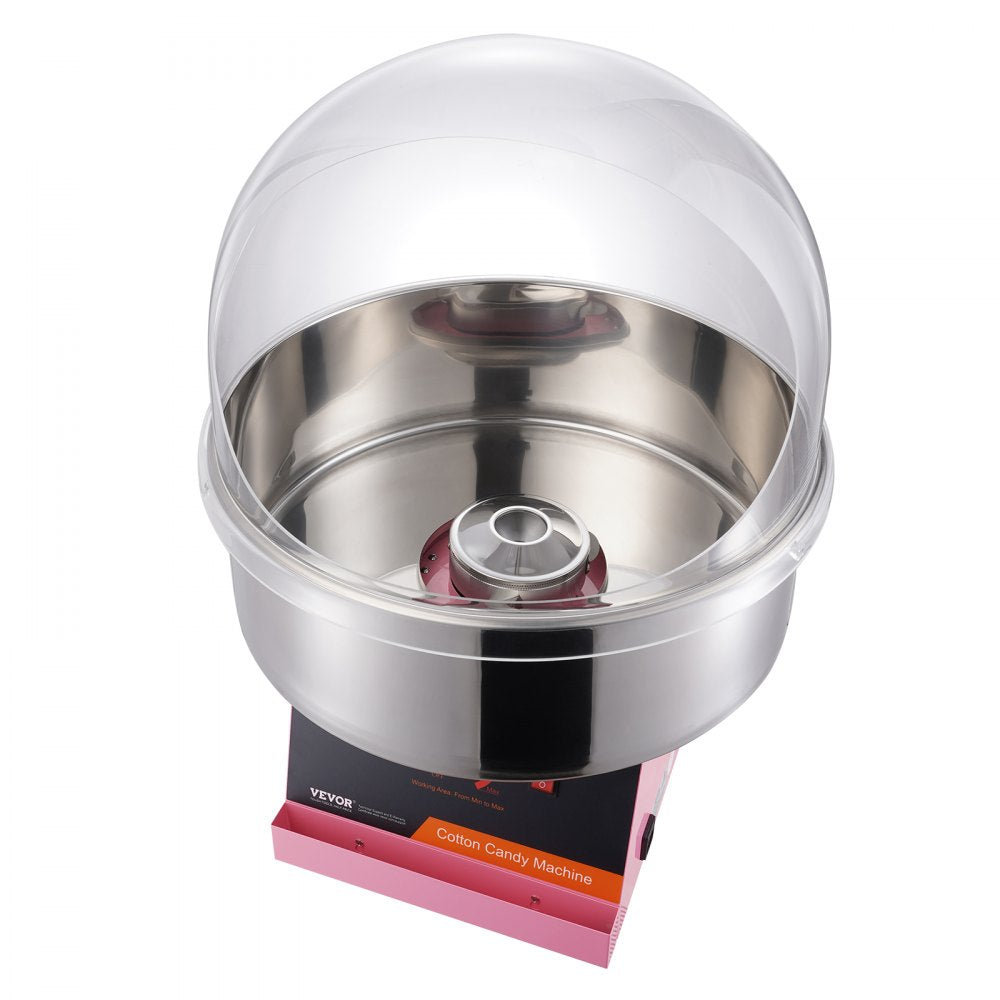 VEVOR Electric Cotton Candy Machine, 1000W Candy Floss Maker, Commercial Cotton Candy Machine with Cover, Stainless Steel Bowl, and Sugar Scoop, Perfect for Home Kids Birthday, Family Party (Pink) 