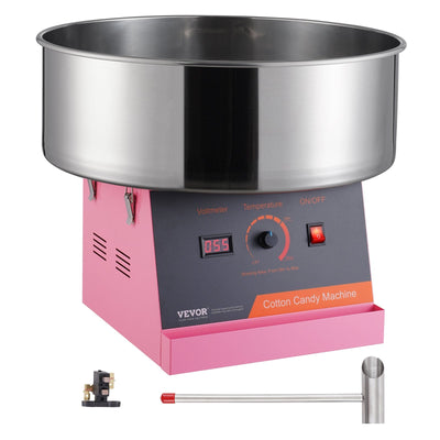 VEVOR Electric Cotton Candy Machine, 1000W Candy Floss Maker, Commercial Cotton Candy Machine with Stainless Steel Bowl, and Sugar Scoop, Perfect for Home Kids Birthday, Family Party (Pink) 