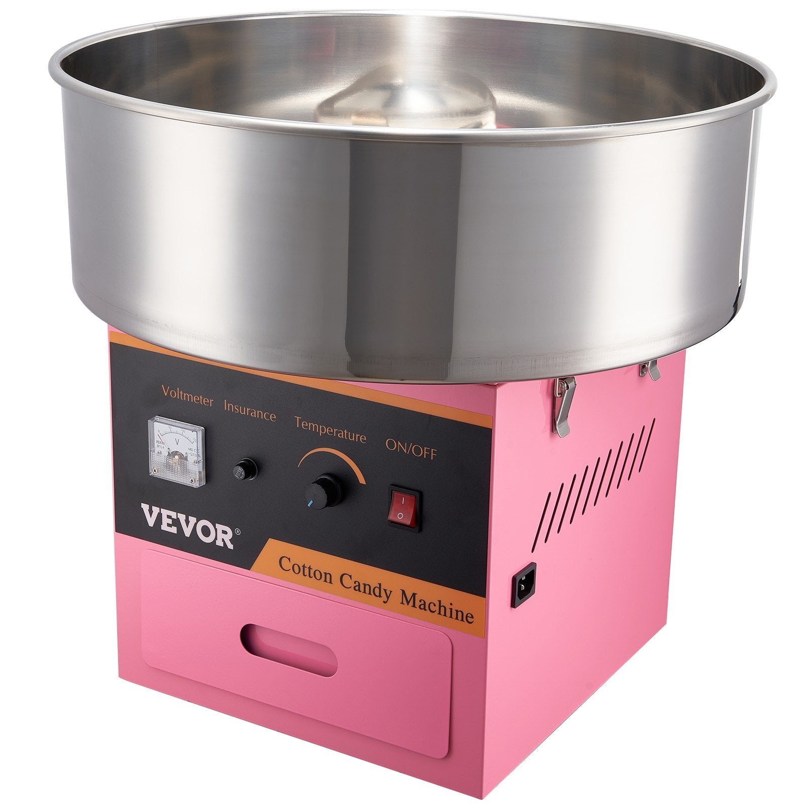 VEVOR Electric Cotton Candy Machine, 1000W Candy Floss Maker, Commercial Cotton Candy Machine with Stainless Steel Bowl, Sugar Scoop, and Drawer, Perfect for Home Kids Birthday, Family Party Pink 