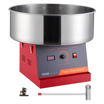 VEVOR Electric Cotton Candy Machine, 1000W Candy Floss Maker, Commercial Cotton Candy Machine with Stainless Steel Bowl, and Sugar Scoop, Perfect for Home Kids Birthday, Family Party (Red) 