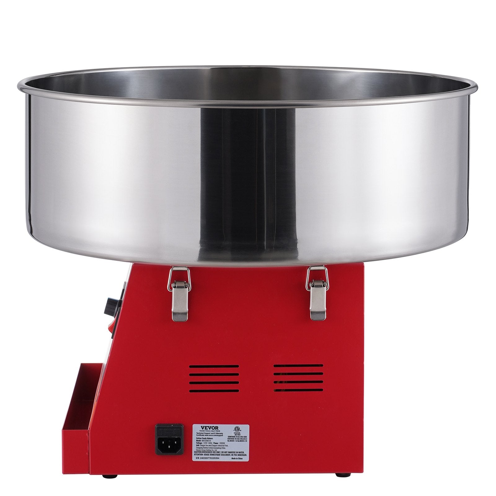 VEVOR Electric Cotton Candy Machine, 1000W Candy Floss Maker, Commercial Cotton Candy Machine with Stainless Steel Bowl, and Sugar Scoop, Perfect for Home Kids Birthday, Family Party (Red) 