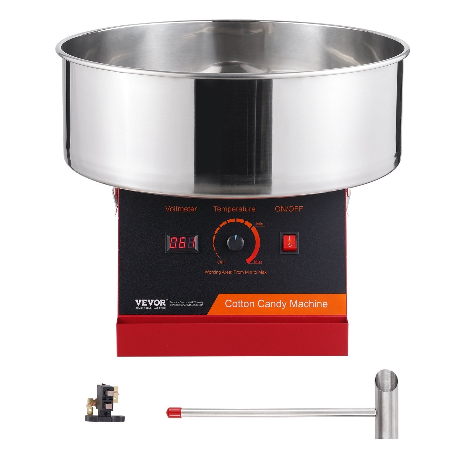 VEVOR Electric Cotton Candy Machine, 1000W Candy Floss Maker, Commercial Cotton Candy Machine with Stainless Steel Bowl, and Sugar Scoop, Perfect for Home Kids Birthday, Family Party (Red) 