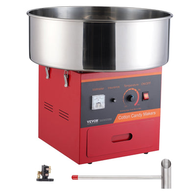 VEVOR Electric Cotton Candy Machine, 1000W Candy Floss Maker, Commercial Cotton Candy Machine with Stainless Steel Bowl, Sugar Scoop, and Drawer, Perfect for Home Kids Birthday, Family Party, Red 