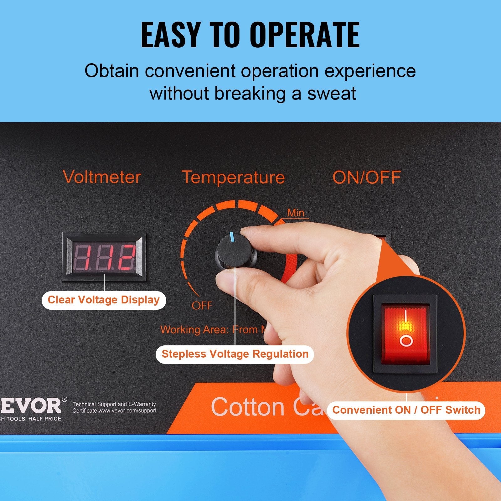 VEVOR Electric Cotton Candy Machine, 1000W Candy Floss Maker, Commercial Cotton Candy Machine with Stainless Steel Bowl, and Sugar Scoop, Perfect for Home Kids Birthday, Family Party (Blue) 