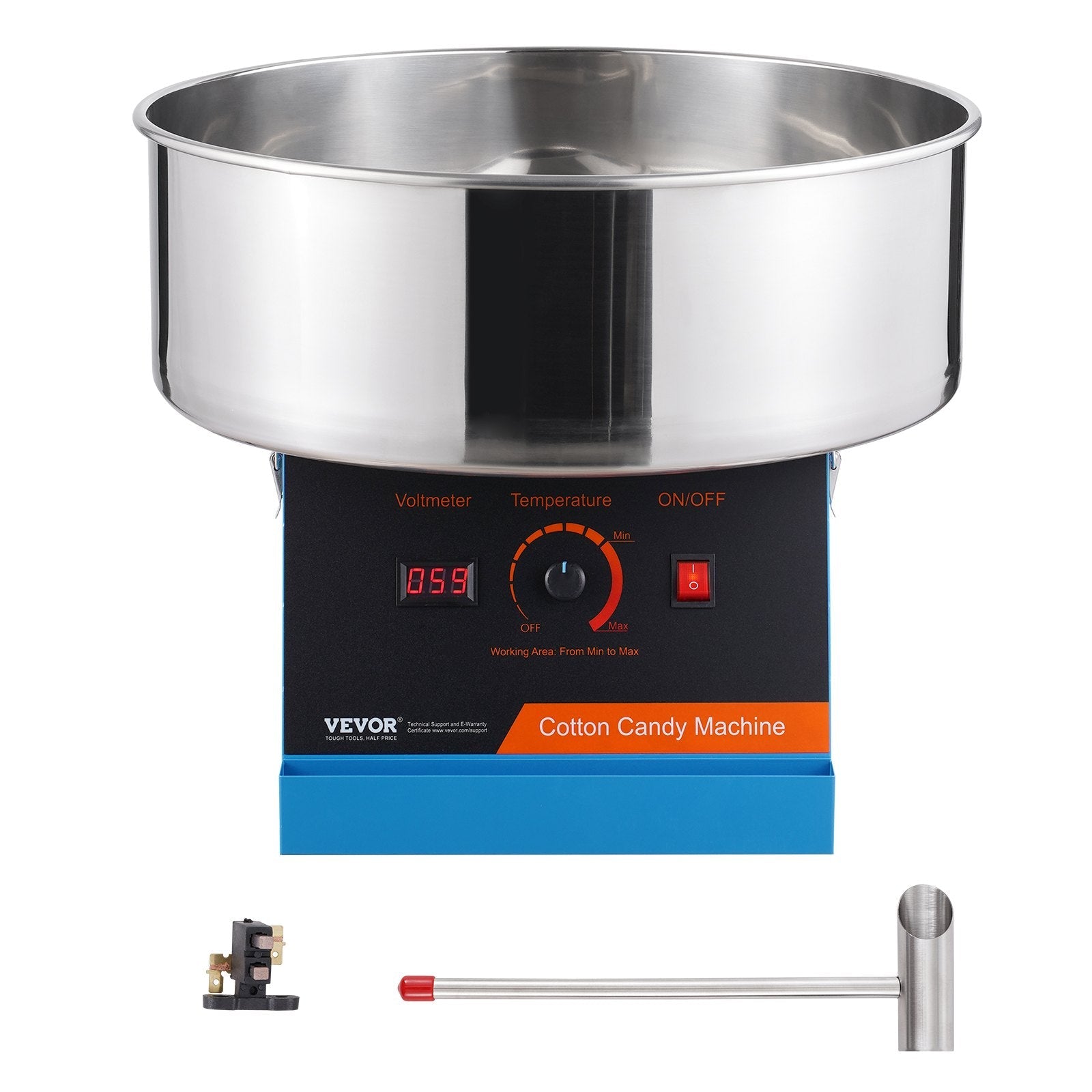 VEVOR Electric Cotton Candy Machine, 1000W Candy Floss Maker, Commercial Cotton Candy Machine with Stainless Steel Bowl, and Sugar Scoop, Perfect for Home Kids Birthday, Family Party (Blue) 