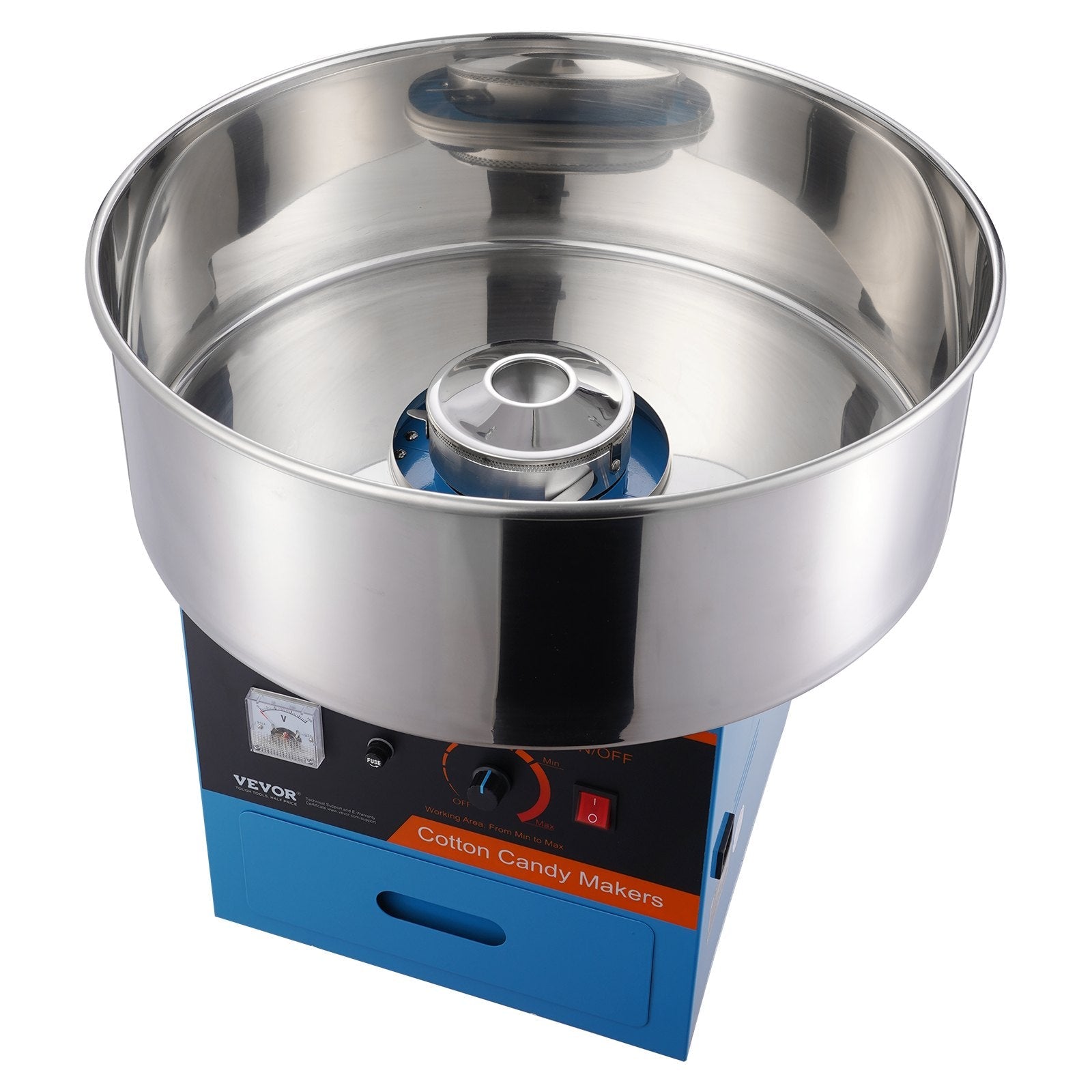 VEVOR Electric Cotton Candy Machine, 1000W Candy Floss Maker, Commercial Cotton Candy Machine with Stainless Steel Bowl, Sugar Scoop, and Drawer, Perfect for Home Kids Birthday, Family Party, Blue 