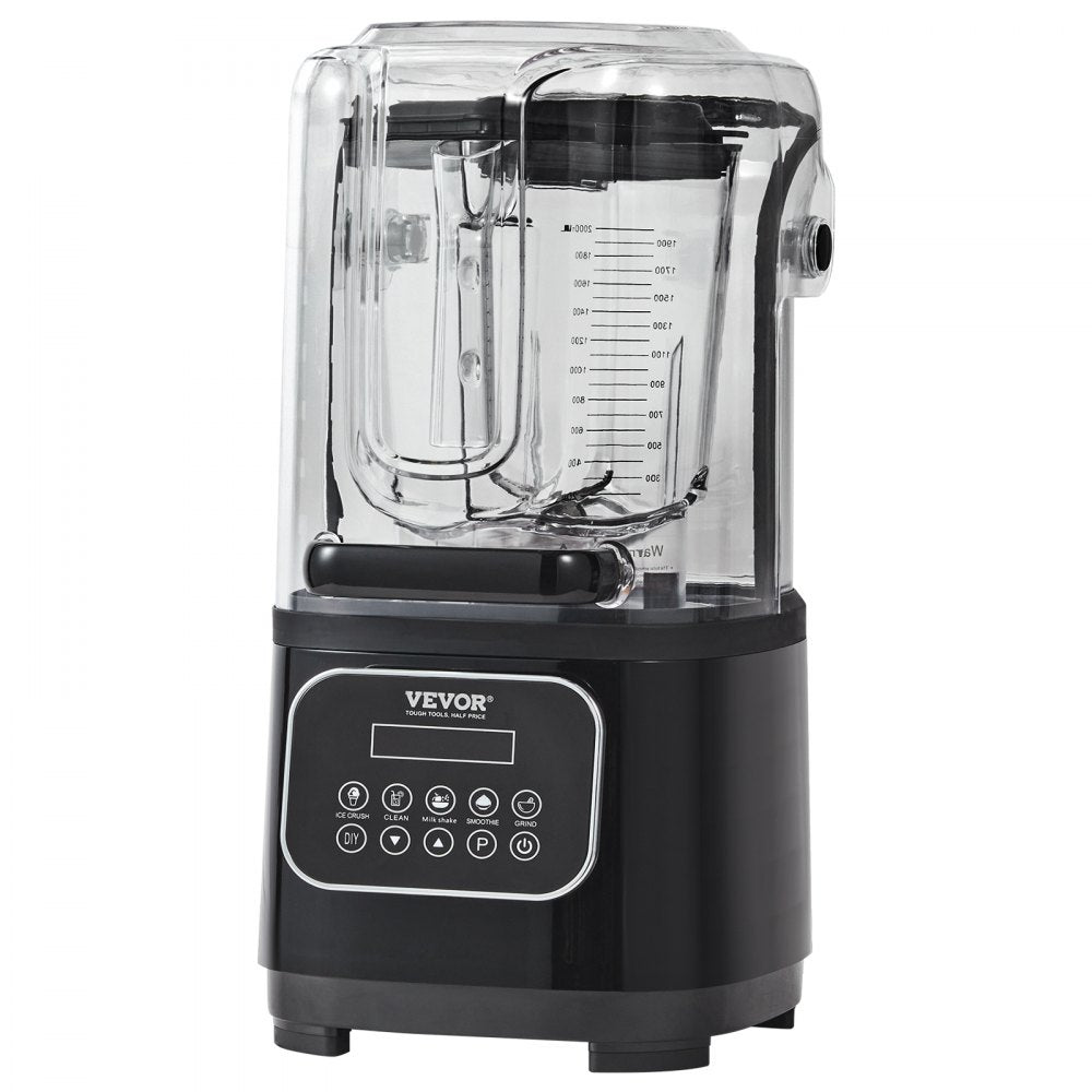 VEVOR Professional Blender with Shield, Commercial Countertop Blenders, 68 oz  Blender Combo, Stainless Steel 9 Speed & 5 Functions Blender, for Shakes, Smoothies, Peree, and Crush Ice, Black 