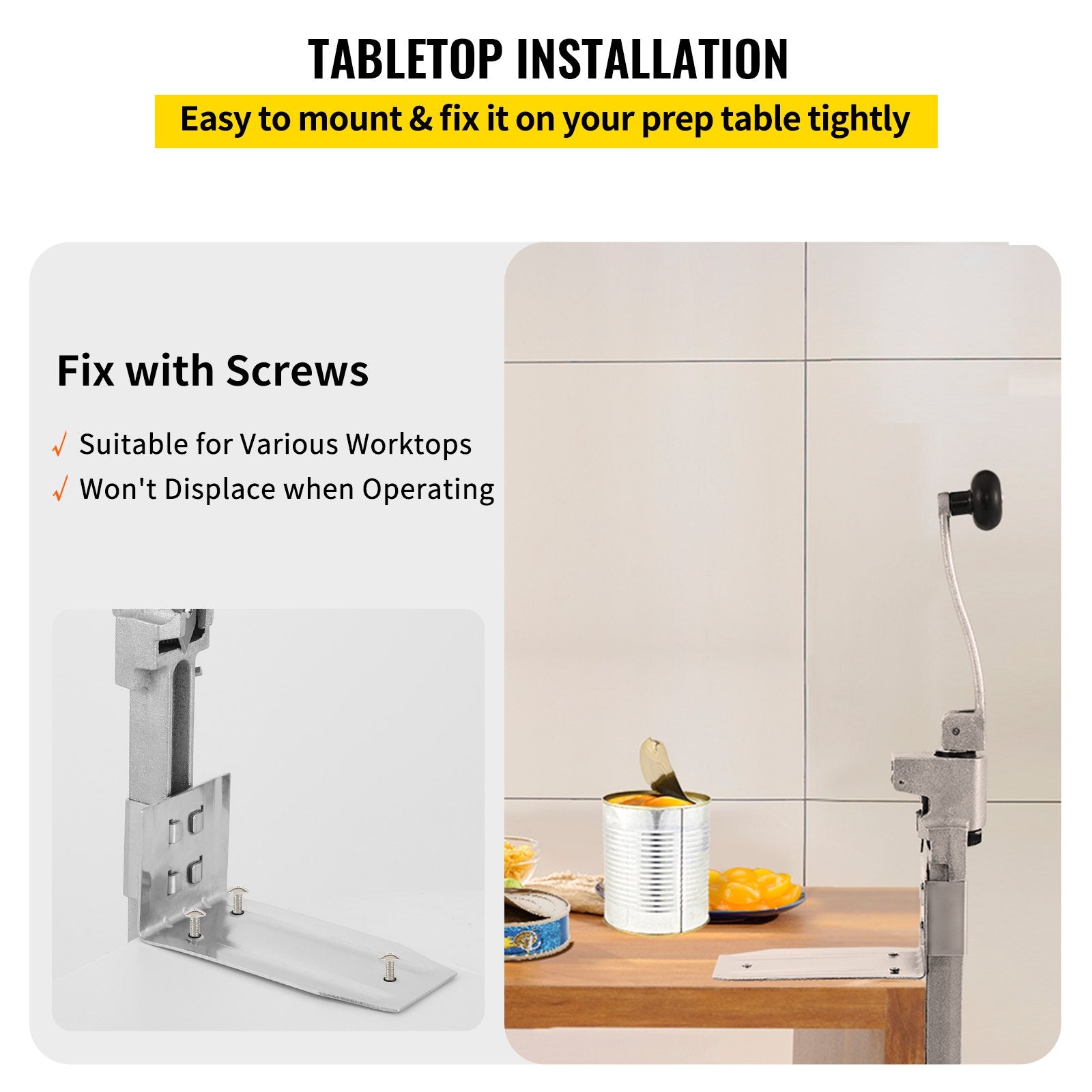 VEVOR Commercial Can Opener 18.7 inches Tabletop Can Opener, Heavy Duty Manual Table Can Opener for Restaurant Hotel Bar 