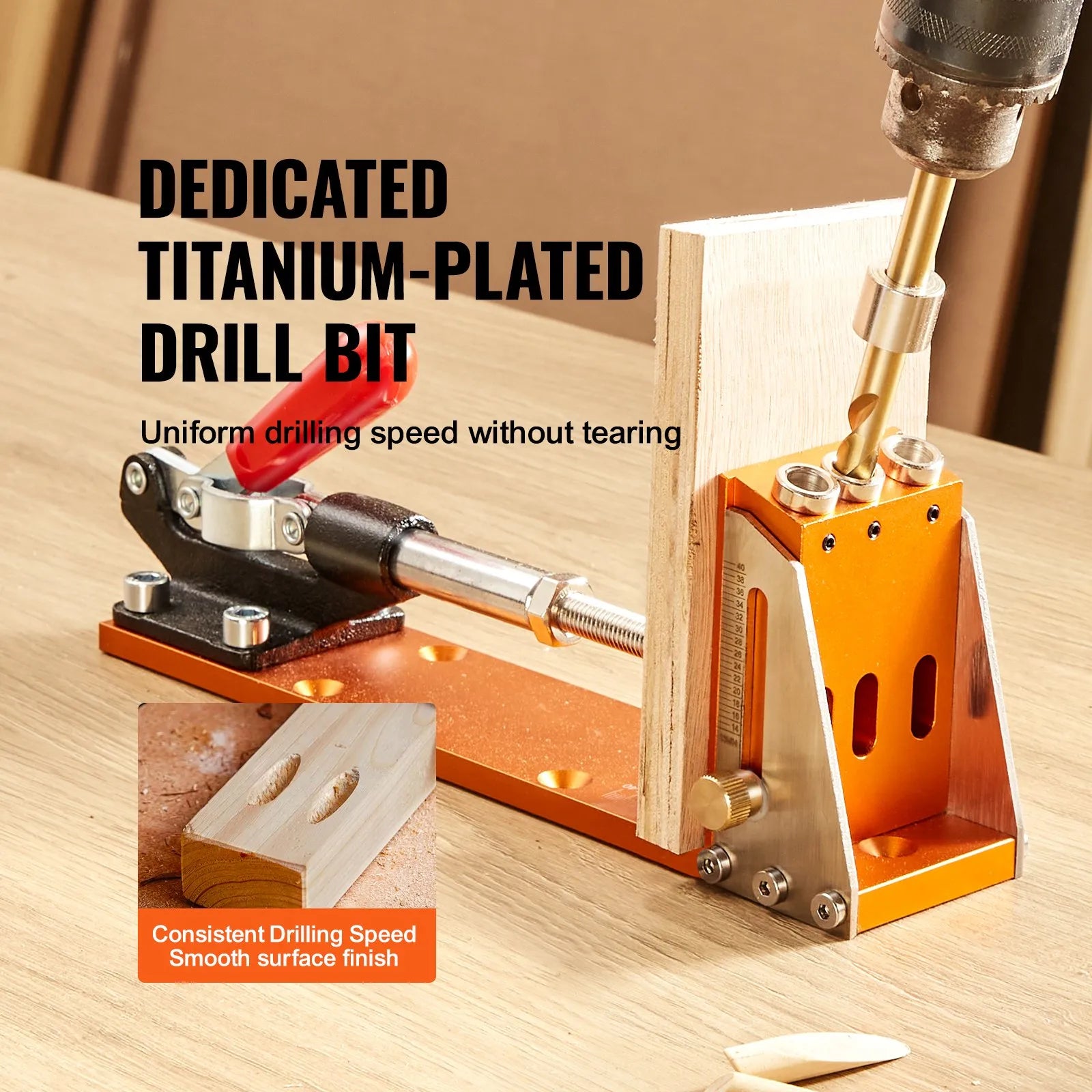 VEVOR Pocket Hole Jig Kit, 30 Pcs Adjustable and Easy to Use Pocket Hole Jig System with Step Drills, Wrenches, Drill Stop Rings, and Square Drive Bits, Dual Scale Marks for DIY Carpentry Projects