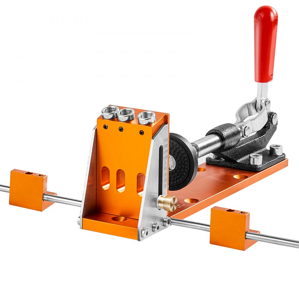 VEVOR Pocket Hole Jig Kit, 34 Pcs Pocket Hole Jig System with 11" C-clamp,  Fixture, Step Drills, Wrenches, Drill Stop Rings, Square Drive Bits, Toolbox, for DIY Carpentry Projects, Adjustable 