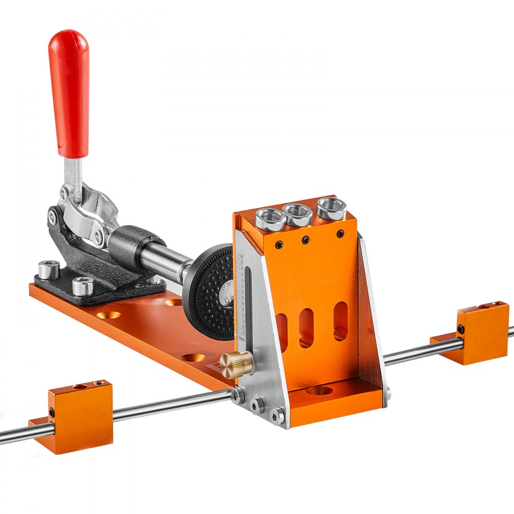 VEVOR Pocket Hole Jig Kit, 34 Pcs Pocket Hole Jig System with 11" C-clamp,  Fixture, Step Drills, Wrenches, Drill Stop Rings, Square Drive Bits, Toolbox, for DIY Carpentry Projects, Adjustable 