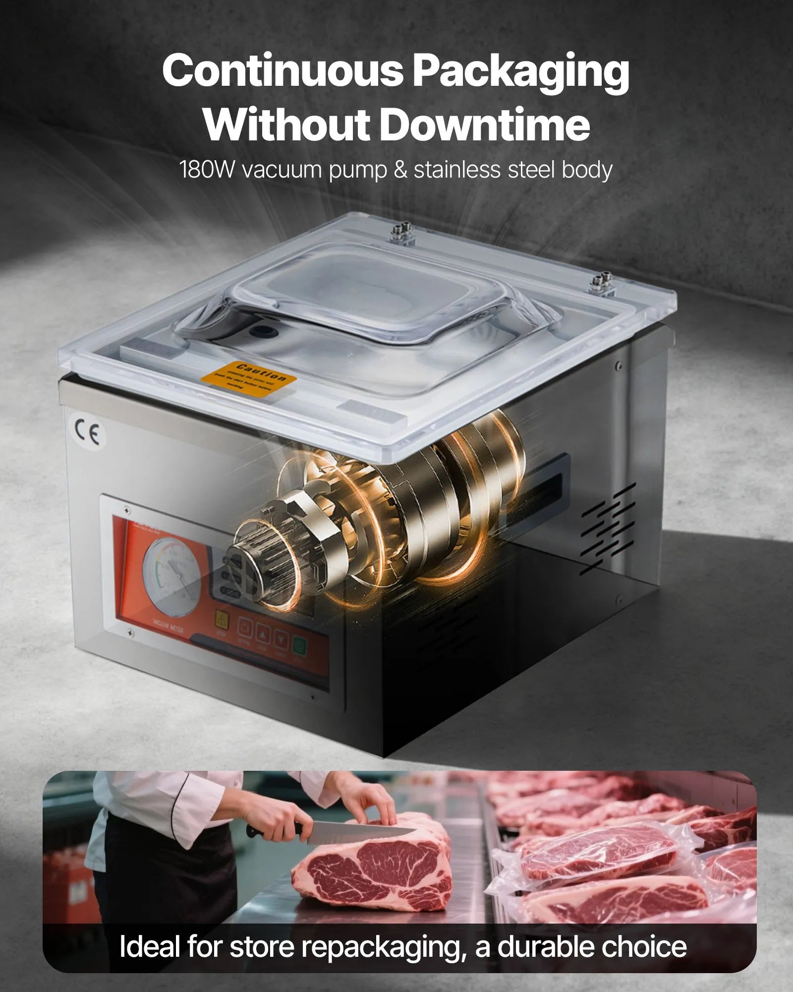 VEVOR Chamber Vacuum Sealer, 260W Sealing Power, Vacuum Packing Machine for Wet Foods, Meats, Marinades and More, Compact Size with 15.7" Sealing Length, Applied in Home Kitchen and Commercial Use
